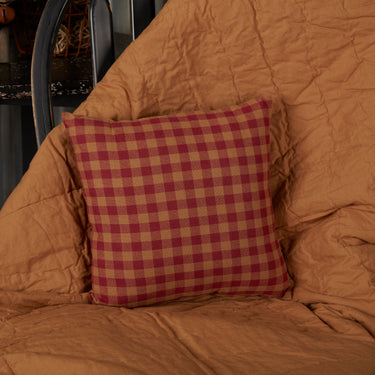 Burgundy Check Fabric Pillow 16